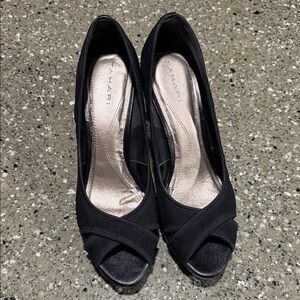 Tahari Black Peep-Toe Heels